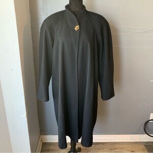 Vintage Portrait 100% Wool Coat Union Made USA Black Longline XL old money